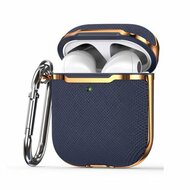 AirPods 1/2 hoesje - Hardcase - Plated series - Blauw + Goud afbeelding