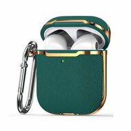 AirPods 1/2 hoesje - Hardcase - Plated series - Groen + Goud afbeelding