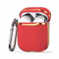 AirPods 1/2 hoesje - Hardcase - Plated series - Rood + Goud afbeelding