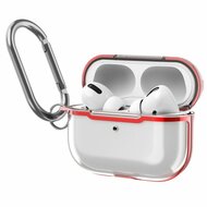 AirPods Pro / AirPods Pro 2 hoesje - TPU - Split series - Transparant / Rood afbeelding