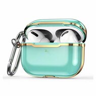 AirPods Pro / AirPods Pro 2 hoesje - TPU - Split series - Groen + Goud (transparant) afbeelding