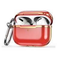 AirPods Pro / AirPods Pro 2 hoesje - TPU - Split series - Rood + Goud (transparant) afbeelding