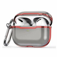 AirPods Pro / AirPods Pro 2 hoesje - TPU - Split series - Zwart + Rood (transparant) afbeelding