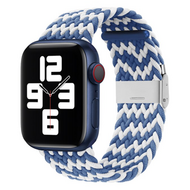 Braided bandje - Blauw / Wit - Geschikt voor Apple Watch 42mm / 44mm / 45mm / 49mm