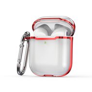 AirPods 1/2 hoesje - TPU - Split series - Transparant / Rood afbeelding