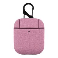 AirPods hoesjes van By Qubix - AirPods 1/2 hoesje - Hard Case - Roze - Linnen patroon
