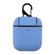 AirPods 1/2 hoesje - Hard Case - Lichtblauw - Linnen patroon afbeelding