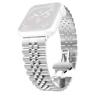 By Qubix - Metalen schakelband - Zilver - Geschikt voor Apple watch 42mm / 44mm / 45mm