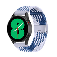 By Qubix Samsung Galaxy Watch bandje - 42mm - Braided bandje - Blauw / wit - Bandbreedte: 20mm Horlogeband smartwatch band bandjes