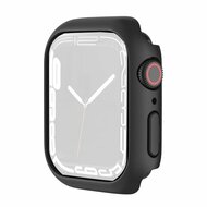 By Qubix Apple Watch 45mm Hard case (open front) - Zwart - Geschikt voor Apple Watch 45mm hoesje - screenprotector - Bescherming iWatch - Bescherm