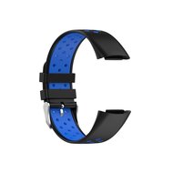 Smartwatchbandjes  FitBit Charge 5 Sportbandje met gesp - Zwart / blauw - Tweekleurig - Maat: L - By Qubix Fitbit charge bandje Smartwatchbandjes