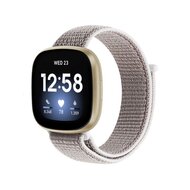 Fitbit Versa 3/4 & Sense 1/2 - Sport loop bandje - Wit / grijs