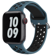 Siliconen sportband met gesp - Blauwgrijs + Zwart - Geschikt voor Apple Watch 38mm / 40mm / 41mm
