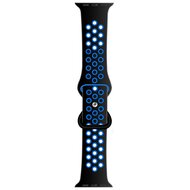 Sportbandje met extra lus - Zwart + Blauw - Geschikt voor Apple Watch 38mm / 40mm / 41mm / 42mm afbeelding