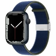 Nylon bandje met klemsluiting - Donkerblauw - Geschikt voor Apple Watch 44mm / 45mm / 46mm / 49mm afbeelding