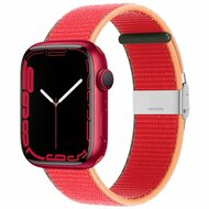 Nylon bandje met klemsluiting - Rood - Geschikt voor Apple Watch 44mm / 45mm / 46mm / 49mm afbeelding