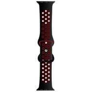 Sportbandje met extra lus - Zwart + Rood - Geschikt voor Apple Watch 44mm / 45mm / 46mm / 49mm afbeelding