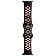 Sportbandje met extra lus - Zwart + Roze - Geschikt voor Apple Watch 44mm / 45mm / 46mm / 49mm afbeelding