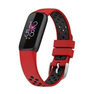 Fitbit Luxe - Siliconen sportbandje - Maat: Large - Rood + zwart afbeelding