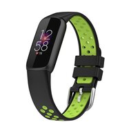 Fitbit Luxe - Siliconen sportbandje - Maat: Large - Zwart + neon groen afbeelding