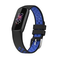 Fitbit Luxe - Siliconen sportbandje - Maat: Large - Zwart + blauw afbeelding
