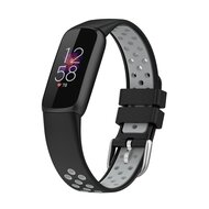 Fitbit Luxe - Siliconen sportbandje - Maat: Large - Zwart + grijs afbeelding