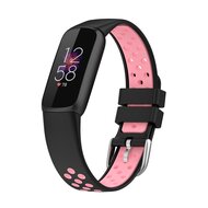 Fitbit Luxe - Siliconen sportbandje - Maat: Large - Zwart + roze afbeelding