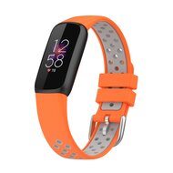 Fitbit Luxe - Siliconen sportbandje - Maat: Large - Oranje + grijs afbeelding