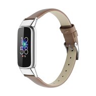 Fitbit Luxe - Leren bandje - Maat: Large - Lichtbruin afbeelding