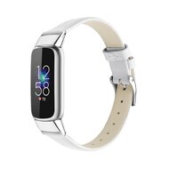 Fitbit Luxe - Leren bandje - Maat: Large - Wit afbeelding
