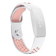 Fitbit Inspire 1 / HR / Ace 2 siliconen sportbandje - Maat: Large - Wit + Roze afbeelding