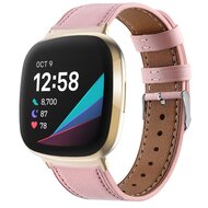 Fitbit Versa 3/4 & Sense 1/2 leren bandje - Roze afbeelding