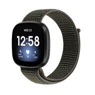 Fitbit Versa 3 & Sense 1 - Sport loop nylon bandje - Donkergroen afbeelding