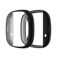 Fitbit Versa 3 / Sense Soft TPU case (volledig beschermd) - Zwart afbeelding