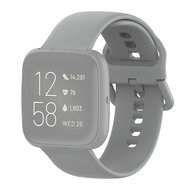 Fitbit Versa 1 / 2 & Lite siliconen sportbandje met gespsluiting - Grijs - Maat: Large afbeelding