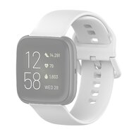 Fitbit Versa 1 / 2 & Lite siliconen sportbandje met gespsluiting - Wit - Maat: Small afbeelding