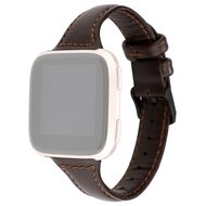 Fitbit Versa 1 / 2 & Lite Lederen bandje - Donkerbruin afbeelding