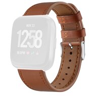 Fitbit Versa 1 / 2 & Lite leren bandje - Bruin afbeelding