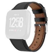 Fitbit Versa 1 / 2 & Lite leren bandje - Zwart afbeelding