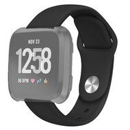 Fitbit Versa 1 / 2 & Lite siliconen bandje - Maat: Large - Zwart afbeelding