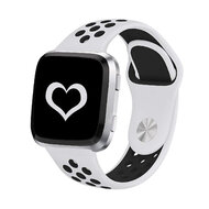 Fitbit Versa 1 / 2 & Lite sportbandje - Maat: Large - Wit + Zwart afbeelding
