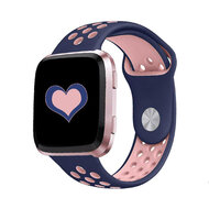 Fitbit Versa 1 / 2 & Lite sportbandje - Maat: Large - Blauw + Roze afbeelding