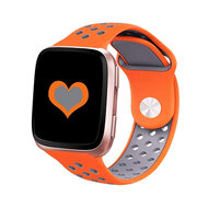 Fitbit Versa 1 / 2 & Lite sportbandje - Maat: Small - Oranje + Grijs afbeelding