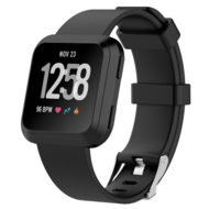 Fitbit Versa 1 / 2 & Lite rubberen sport bandje - Zwart afbeelding