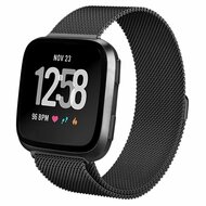 Fitbit Versa 1 / 2 & Lite milanese bandje - Maat: Large - Zwart afbeelding