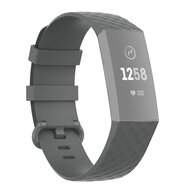 Fitbit Charge 3 & 4 siliconen diamant pattern bandje - Maat: Small - Grijs afbeelding