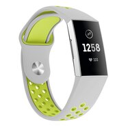 Fitbit Charge 3 & 4 siliconen DOT bandje - Groen / Grijs - Maat: Large afbeelding