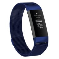 Fitbit Charge 3 & 4 milanese bandje - Maat: Large - Donkerblauw afbeelding