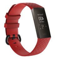 Fitbit Charge 3 & 4 siliconen diamant pattern bandje - Maat: Large - Rood afbeelding