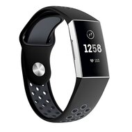 Fitbit Charge 3 & 4 siliconen DOT bandje - Zwart + Grijs - Maat: Large afbeelding